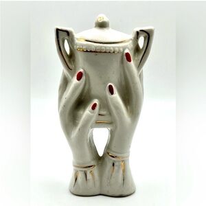 Vintage 1940’s Japan Porcelain Hands Urn Bud Vase